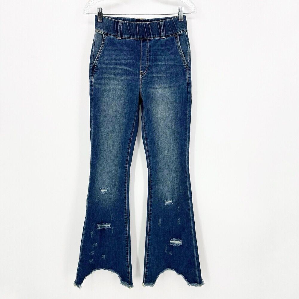 Juicy Couture Malibu Flare Jeans Size 26 Women Dark Wash Distressed Stretch‎